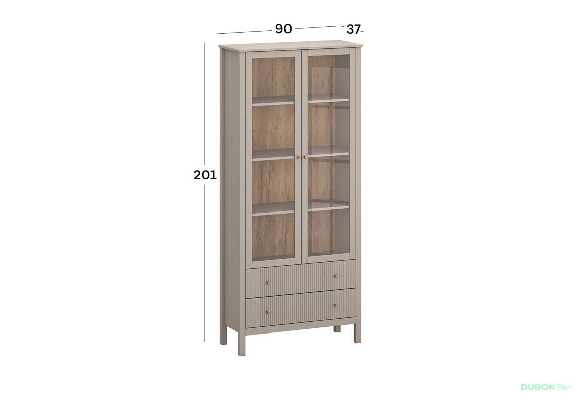Obrázek 3 - Vitrína 2w2s (V) taupe Kleo