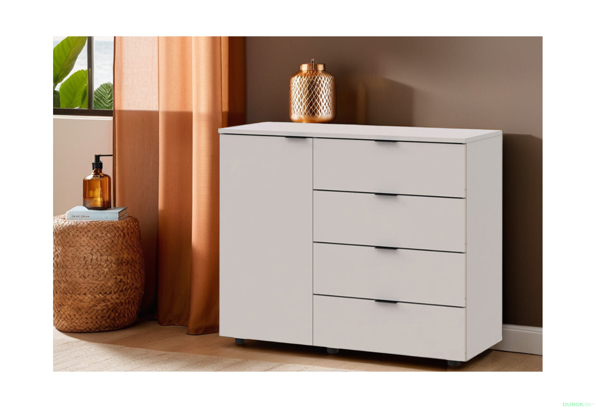 Obrázek 2 - Komoda s dvířky a 4 zásuvkami GC1 100 cm Kašmír Gelar Vystavený kus