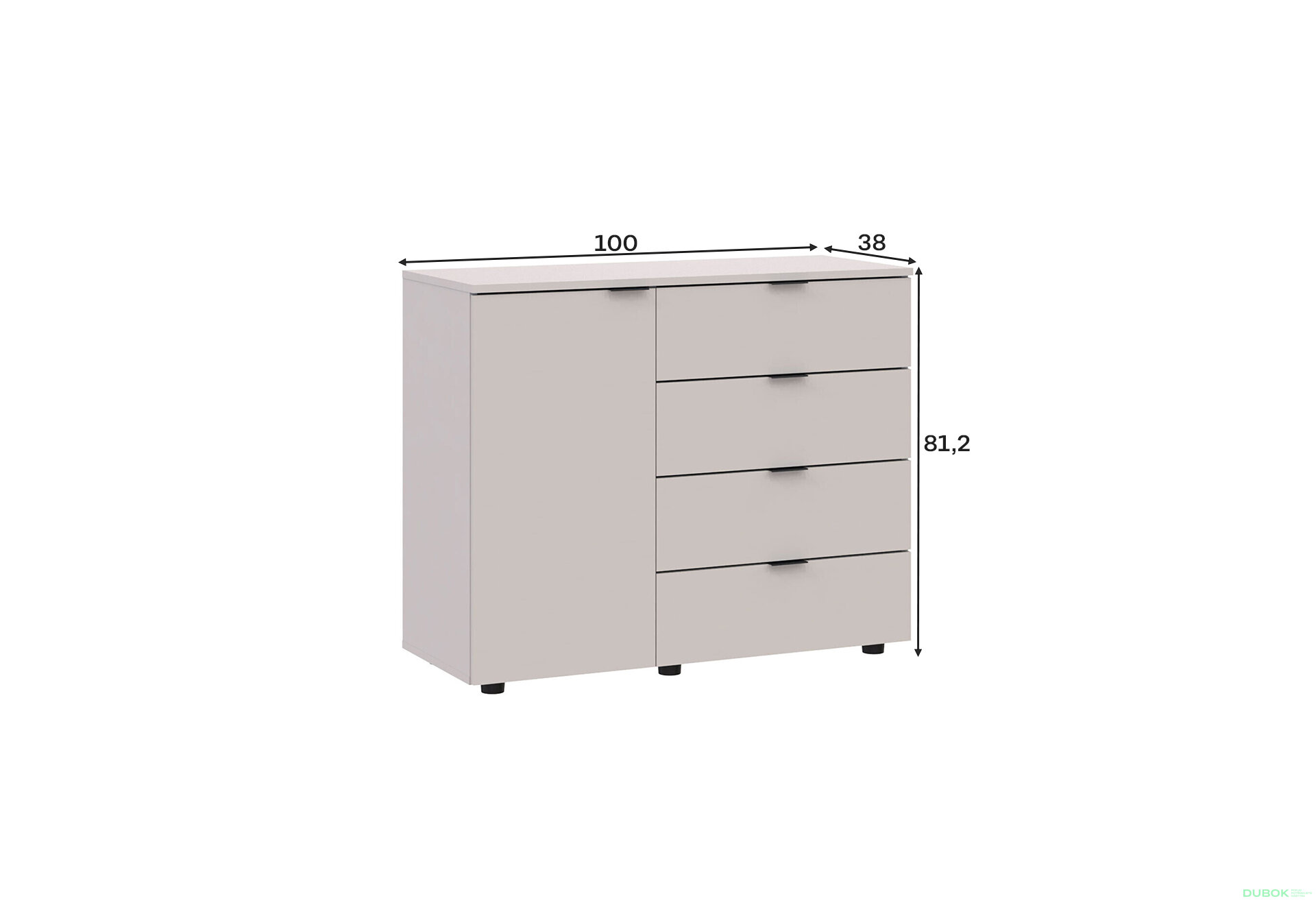 Obrázek 6 - Komoda s dvířky a 4 zásuvkami GC1 100 cm Kašmír Gelar Vystavený kus
