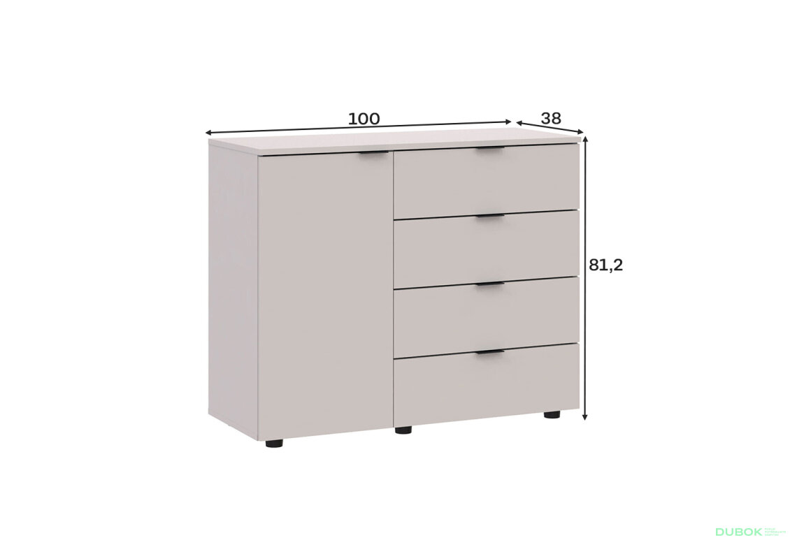 Obrázek 6 - Komoda s dvířky a 4 zásuvkami GC1 100 cm Kašmír Gelar Vystavený kus