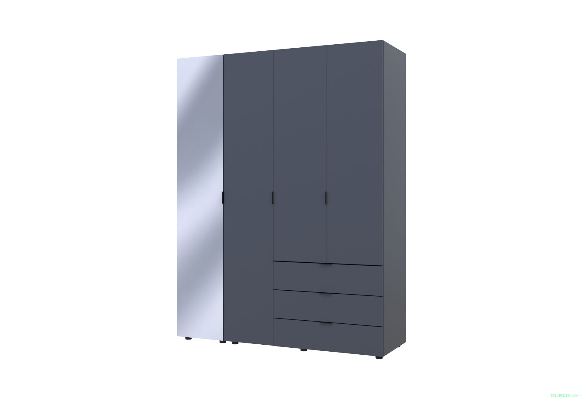 Obrázek 4 - Skříň čtyřdveřová se zrcadlem Gelar 155.2 cm Grafit