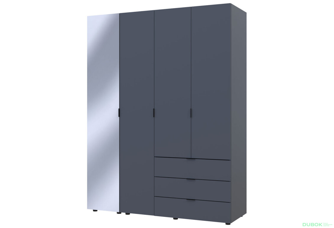 Obrázek 4 - Skříň čtyřdveřová se zrcadlem Gelar 155.2 cm Grafit
