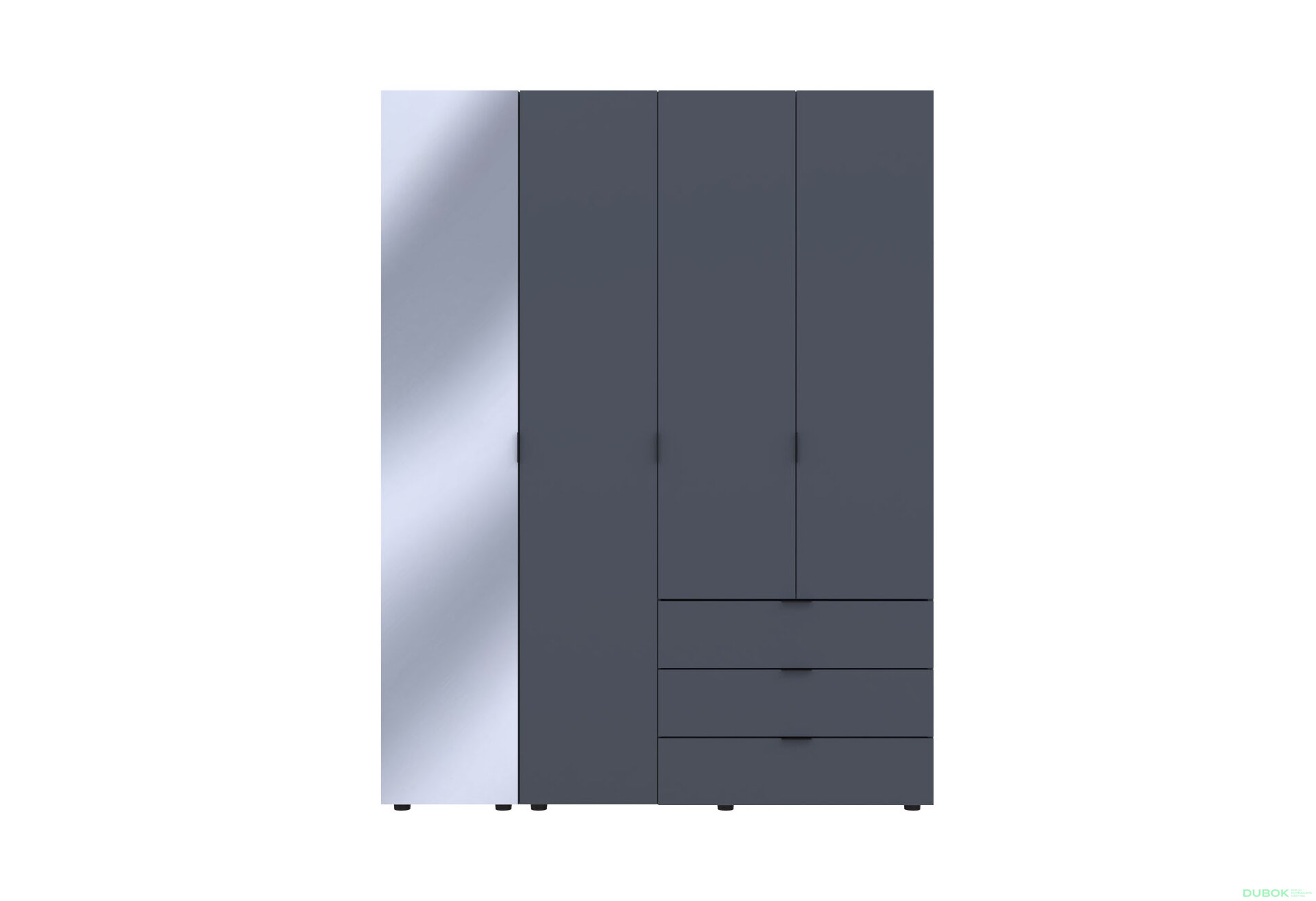 Obrázek 3 - Skříň čtyřdveřová se zrcadlem Gelar 155.2 cm Grafit