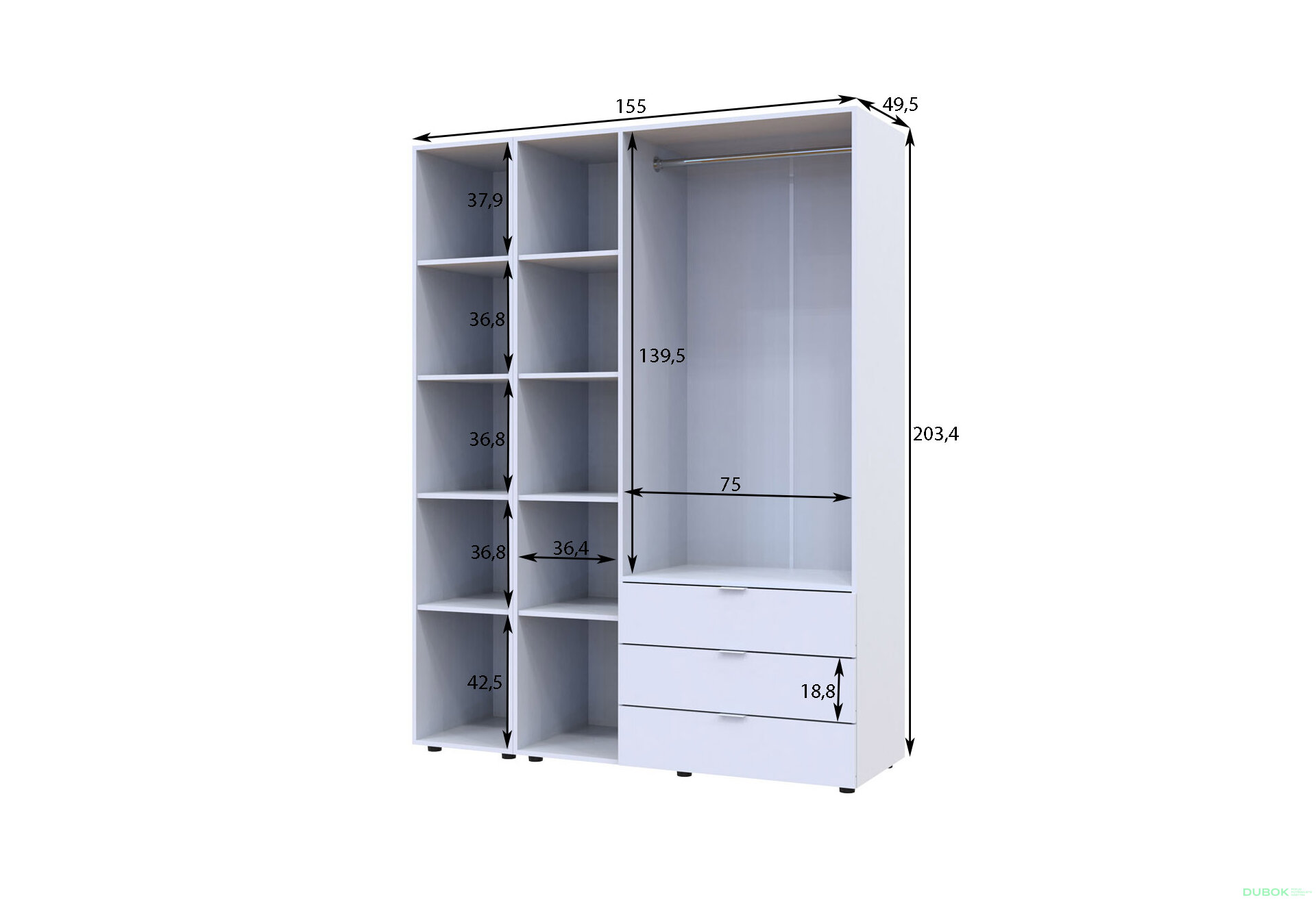 Obrázek 8 - Skříň čtyřdveřová se zrcadlem Gelar 155.2 cm Grafit