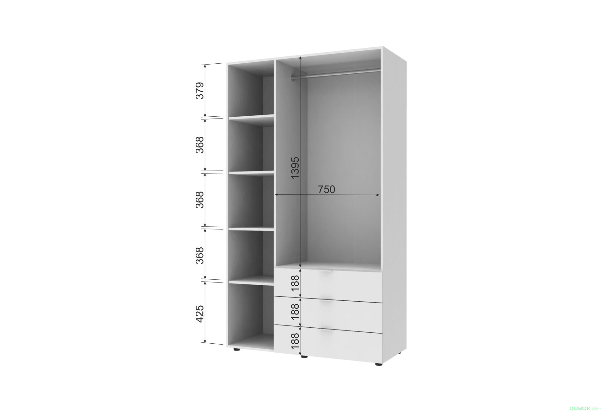 Obrázek 4 - Skříň třídveřová Gelar 116.2 cm Bílá