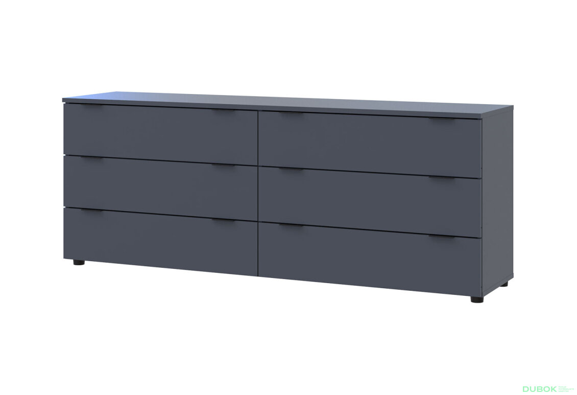 Komoda Ron 9 s 6 zásuvkami 160х38х62 grafit