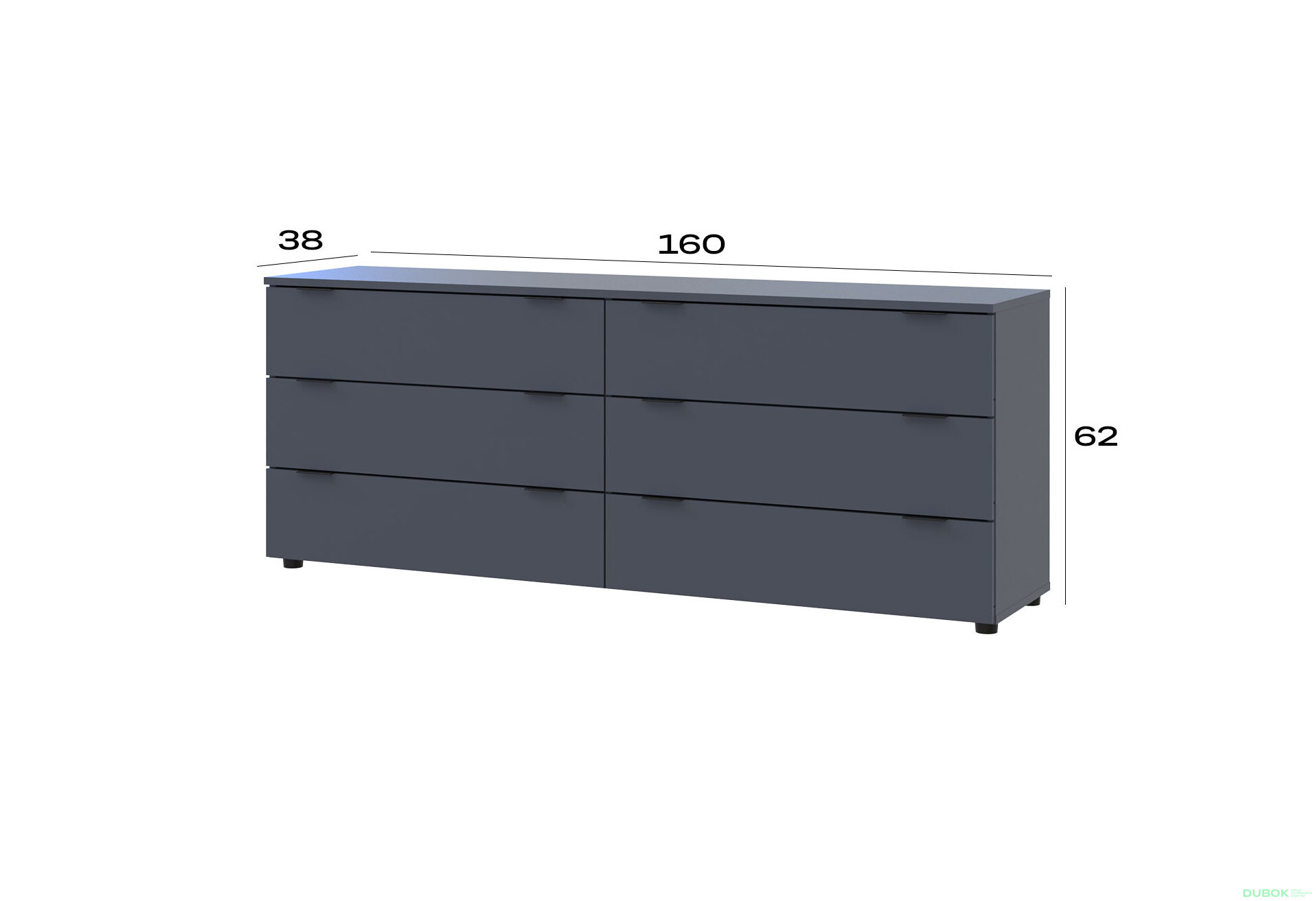 Obrázek 7 - Komoda Ron 9 s 6 zásuvkami 160х38х62 grafit