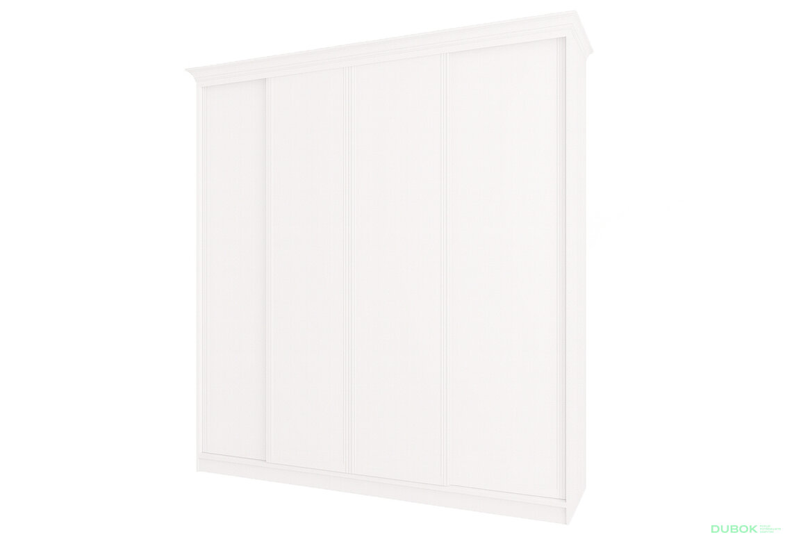 Skříň Rim-Veneziano 4D 2,4 m bílá s římsou, fasádami DTD