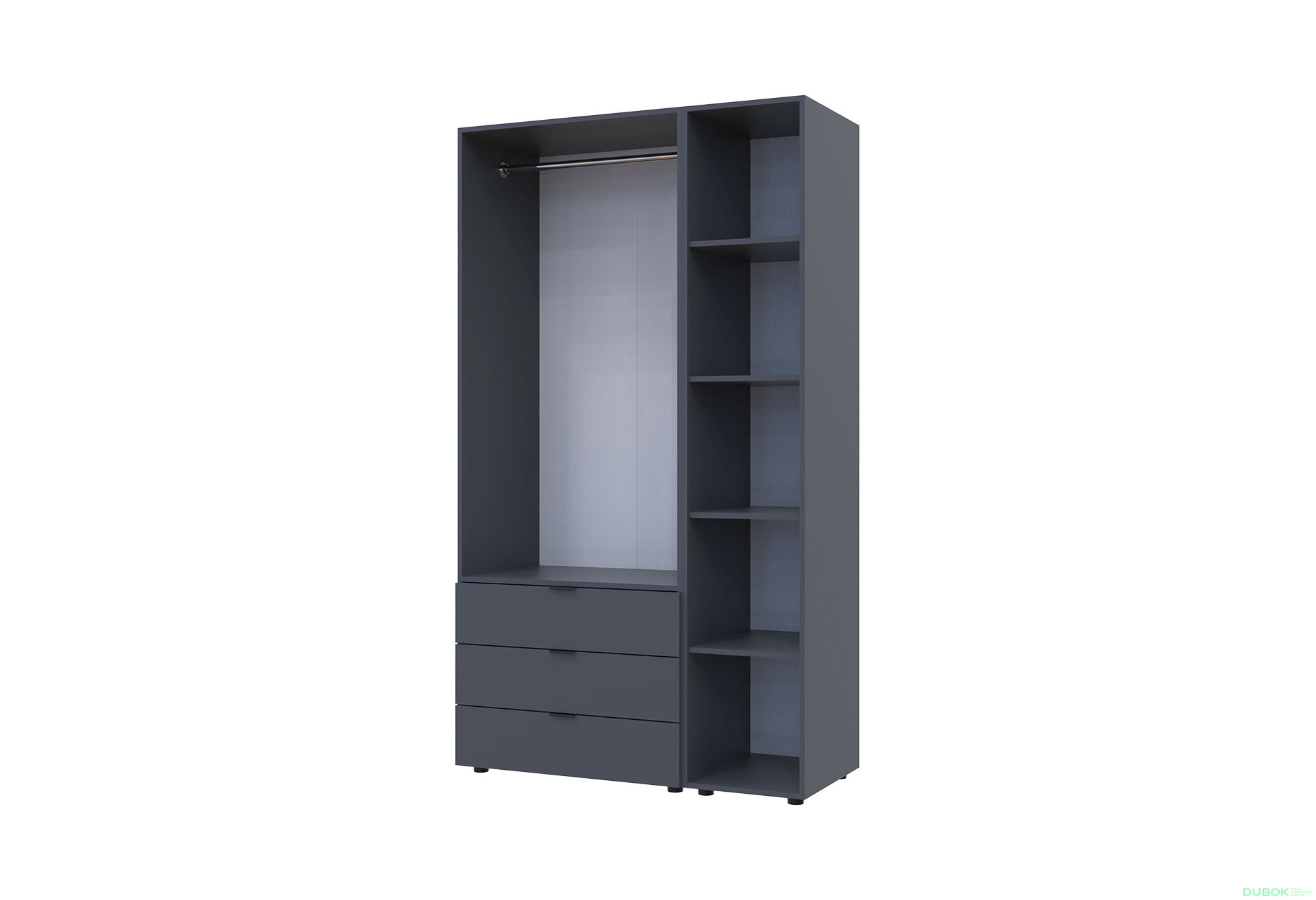Obrázek 4 - Skříň dvoudveřová s regálem Gelar 115.7 cm Grafit