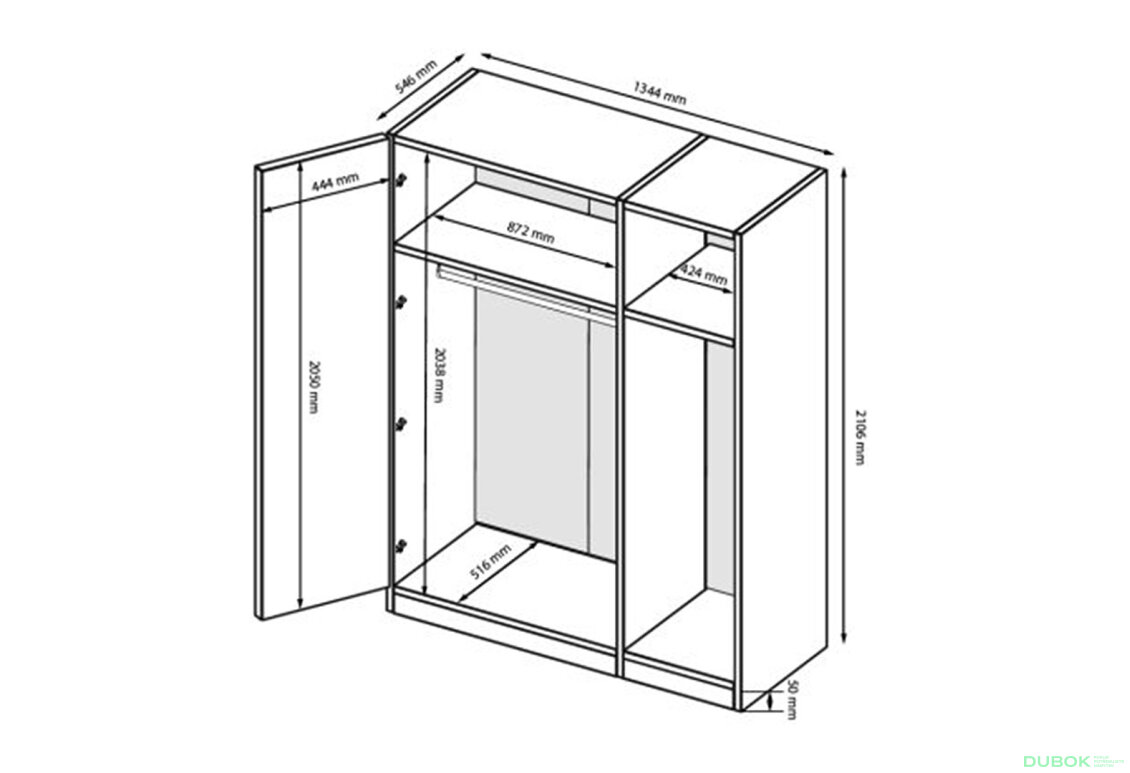 Obrázek 8 - Skříň 3D bez zrcadel, kašmírový lesk Lori
