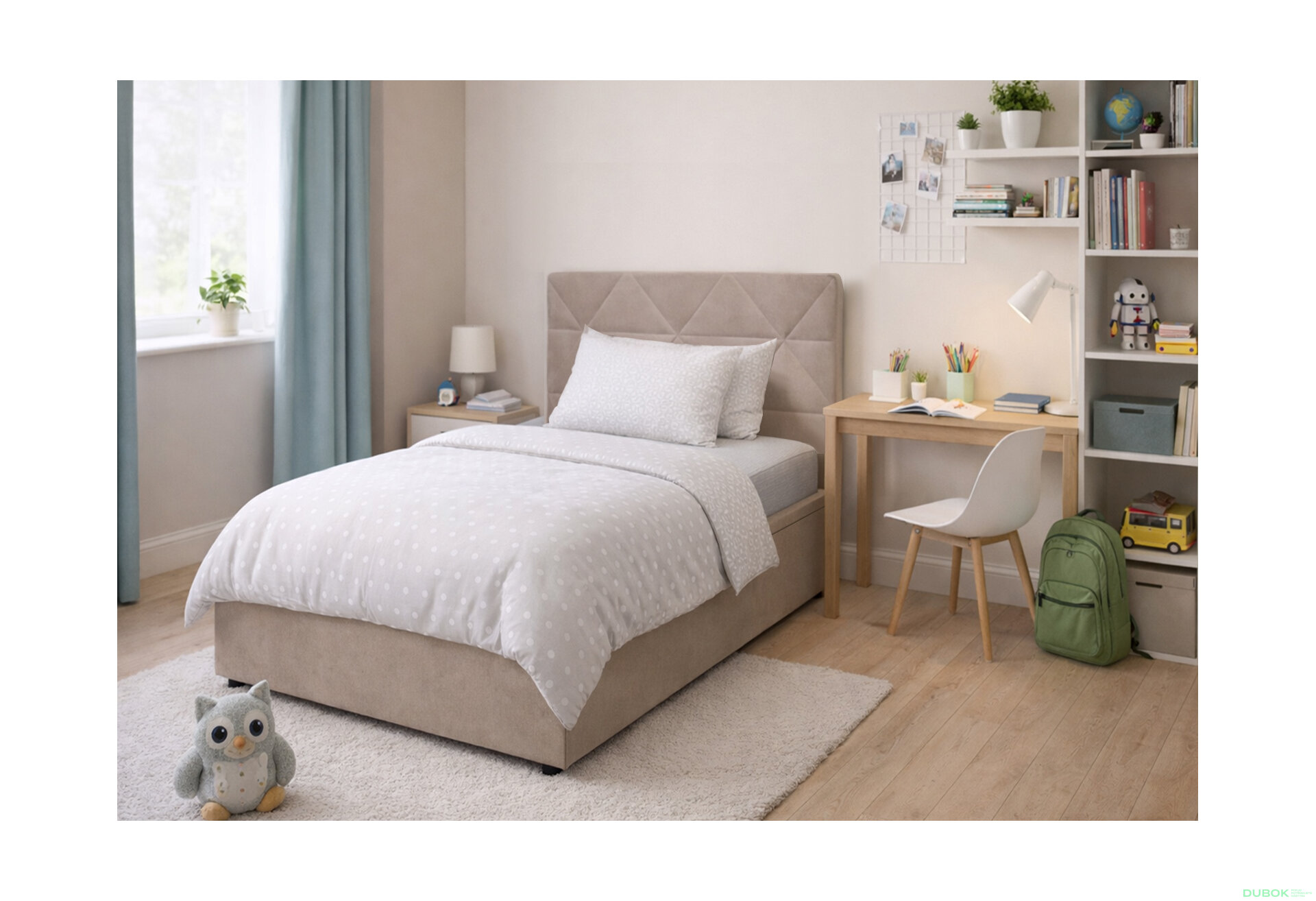 Obrázek 2 - Postel Fro Caro 120x200 s roštem, úložným prostorem Mono 233, béž