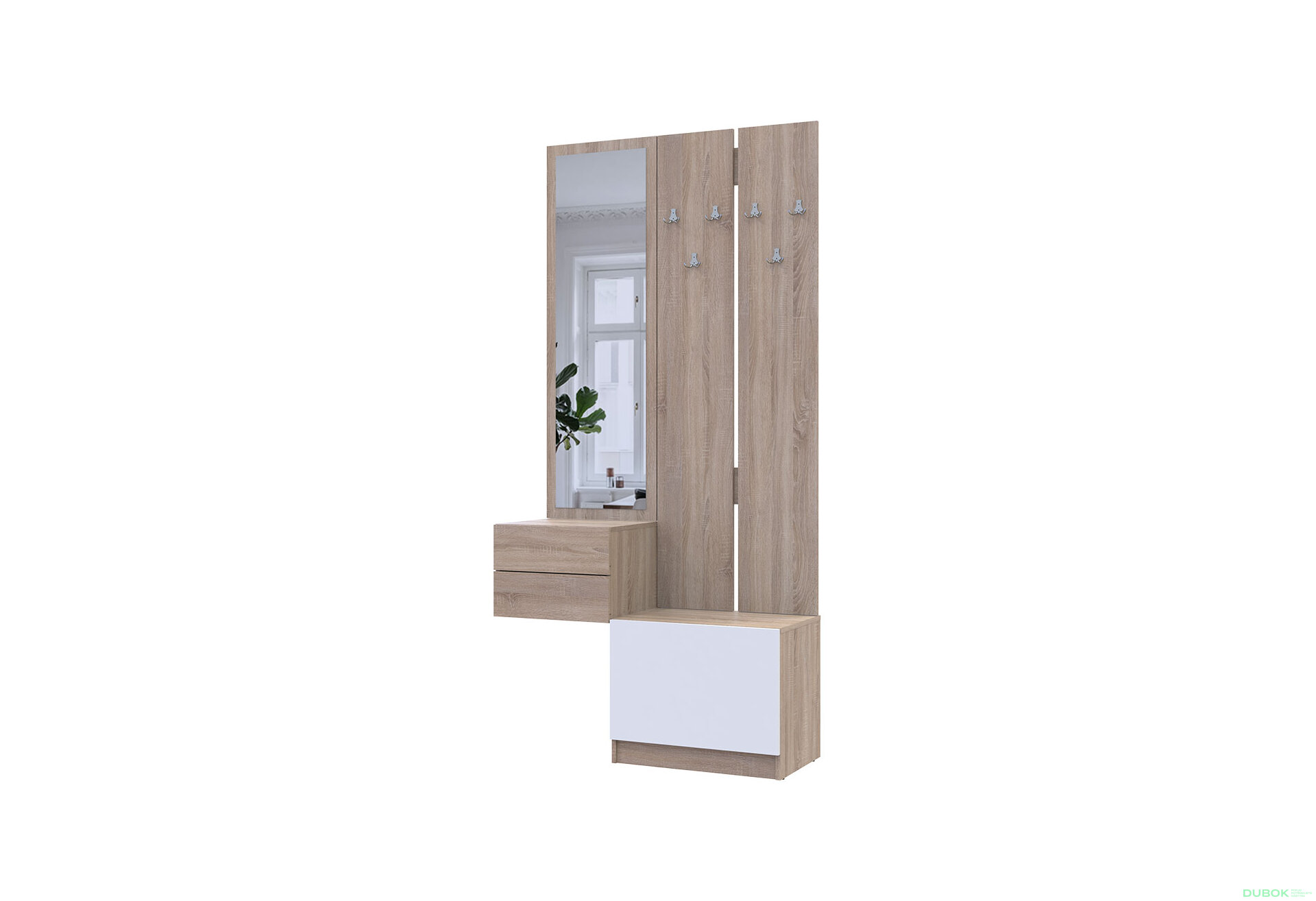 Obrázek 1 - Sada 105 cm s ramínkem dub sonoma / bílá Sola