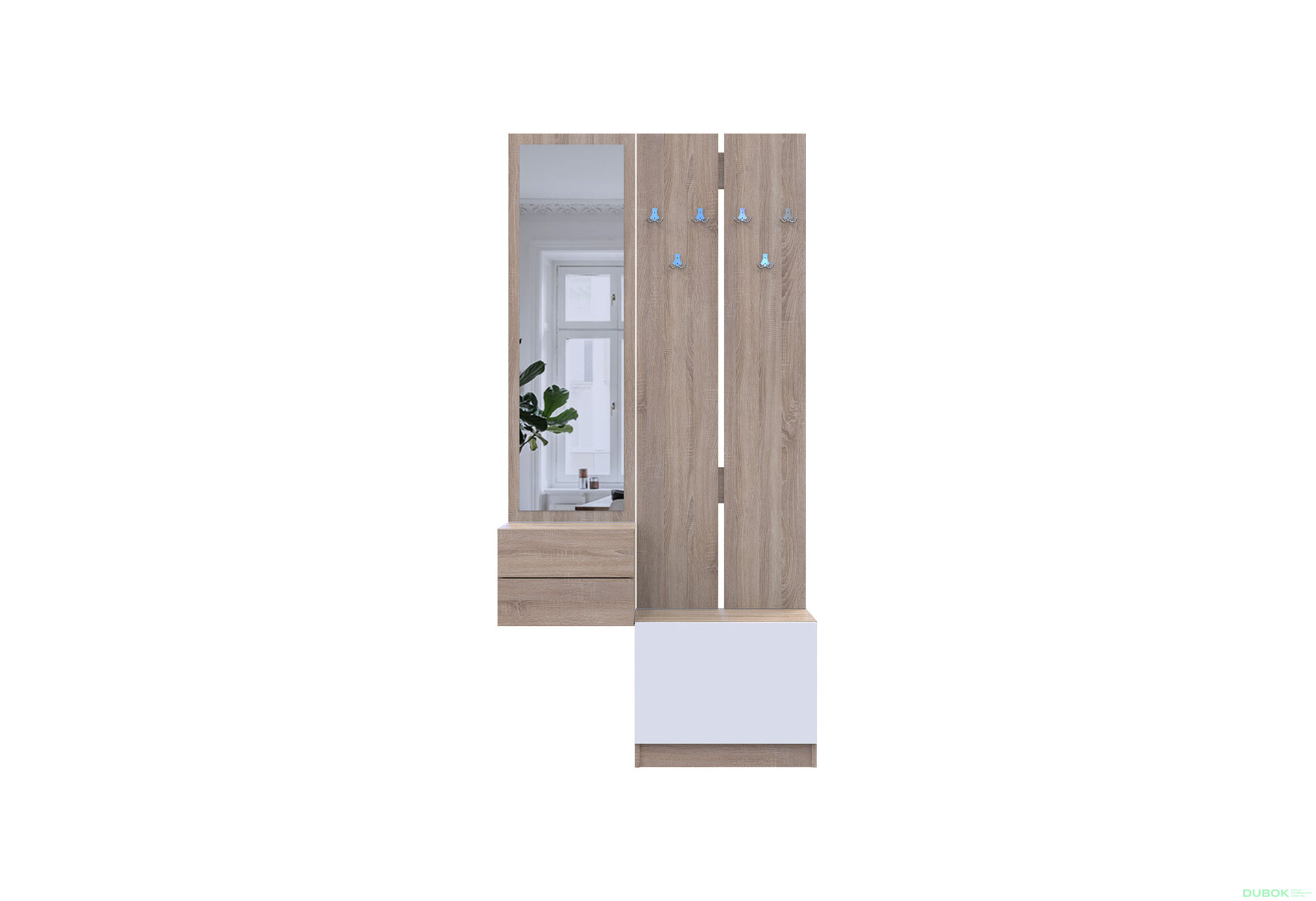Obrázek 2 - Sada 105 cm s ramínkem dub sonoma / bílá Sola
