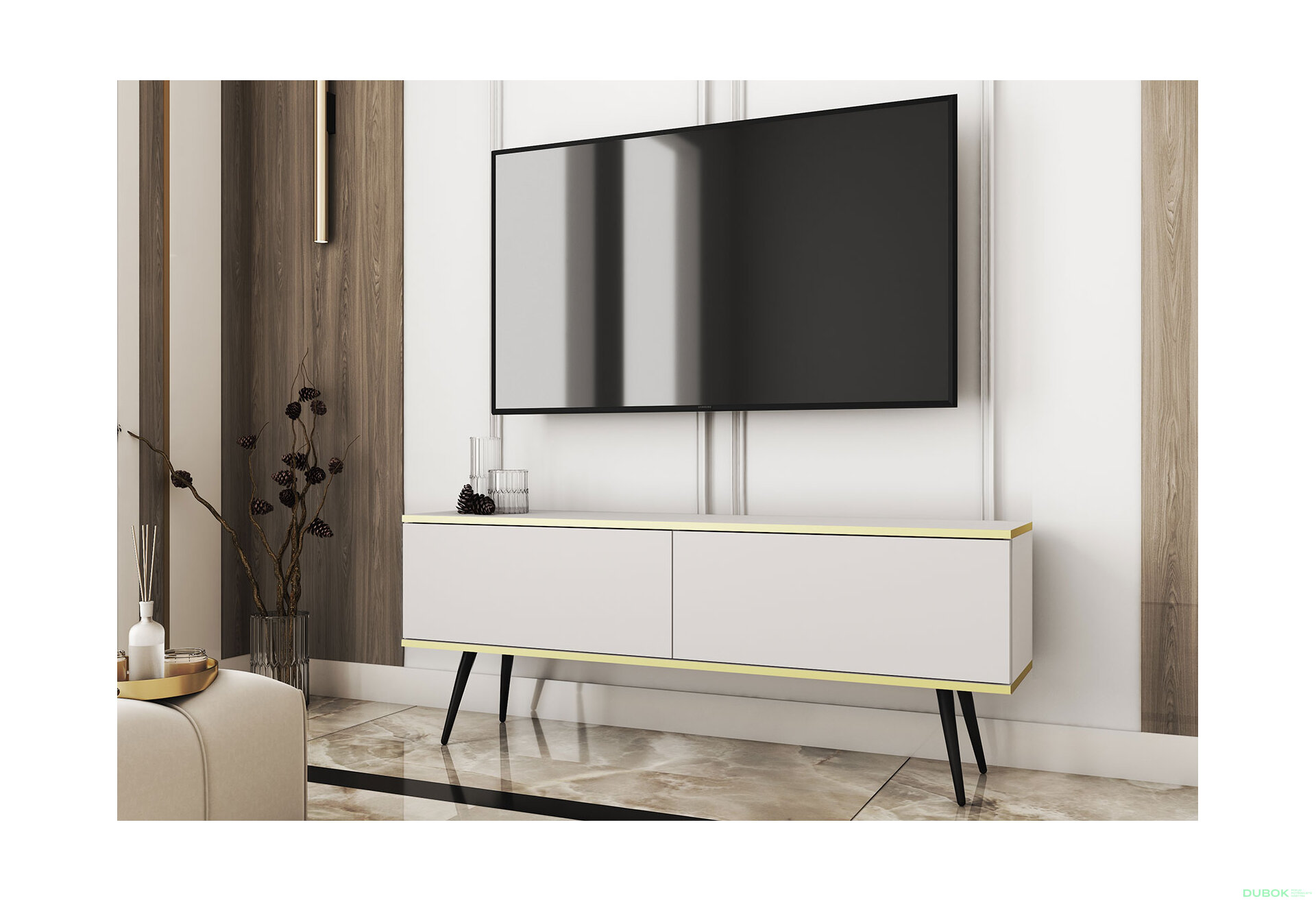 Obrázek 2 - TV stolek RTV 135 bílý, černé nohy Oro