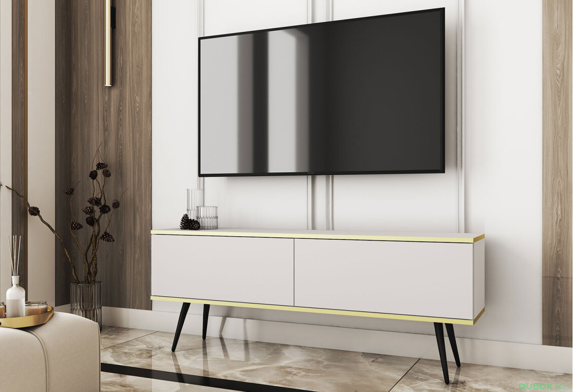 Obrázek 2 - TV stolek RTV 135 bílý, černé nohy Oro
