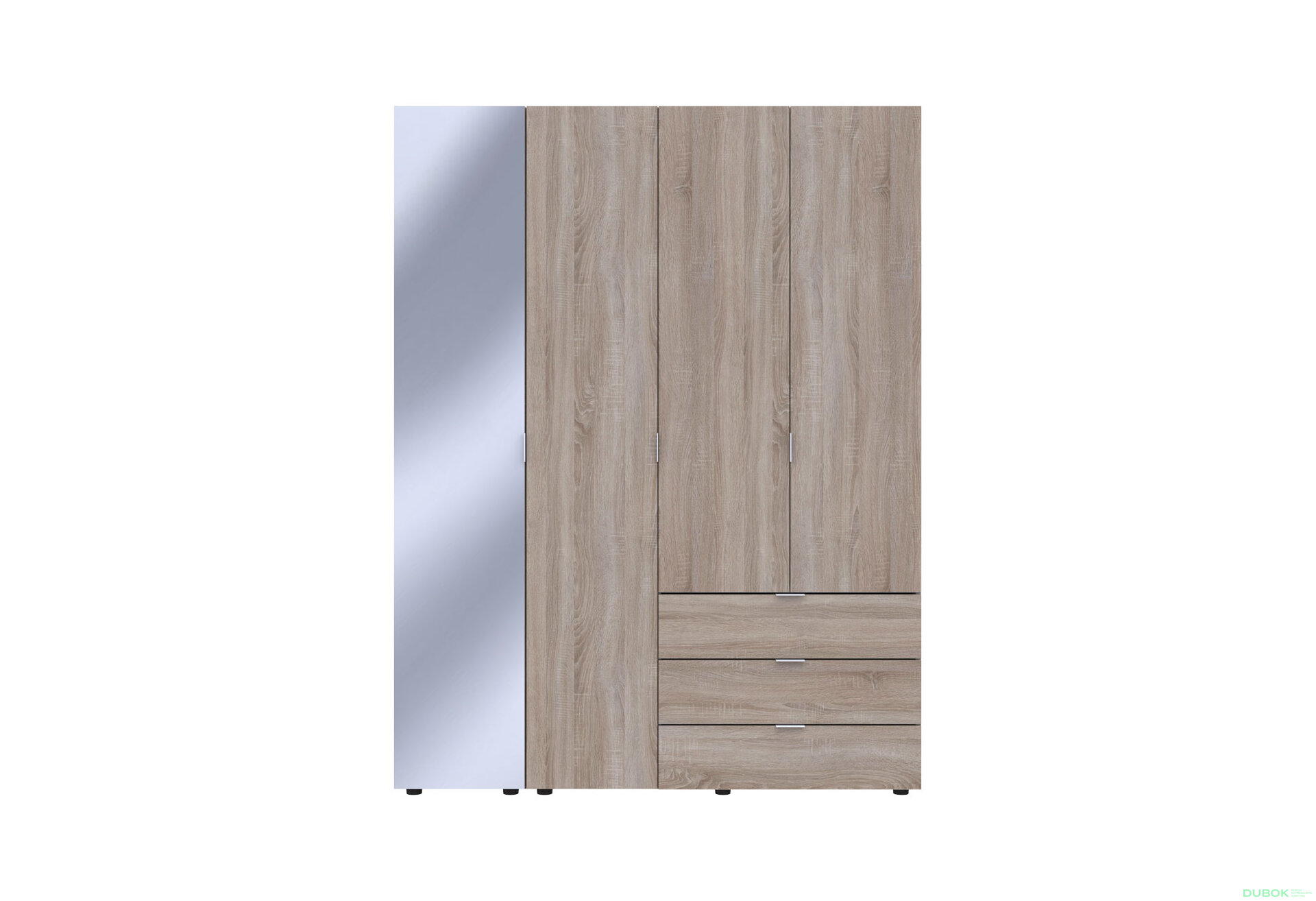 Obrázek 2 - Skříň čtyřdveřová se zrcadlem Gelar 155.2 cm Dub sonoma