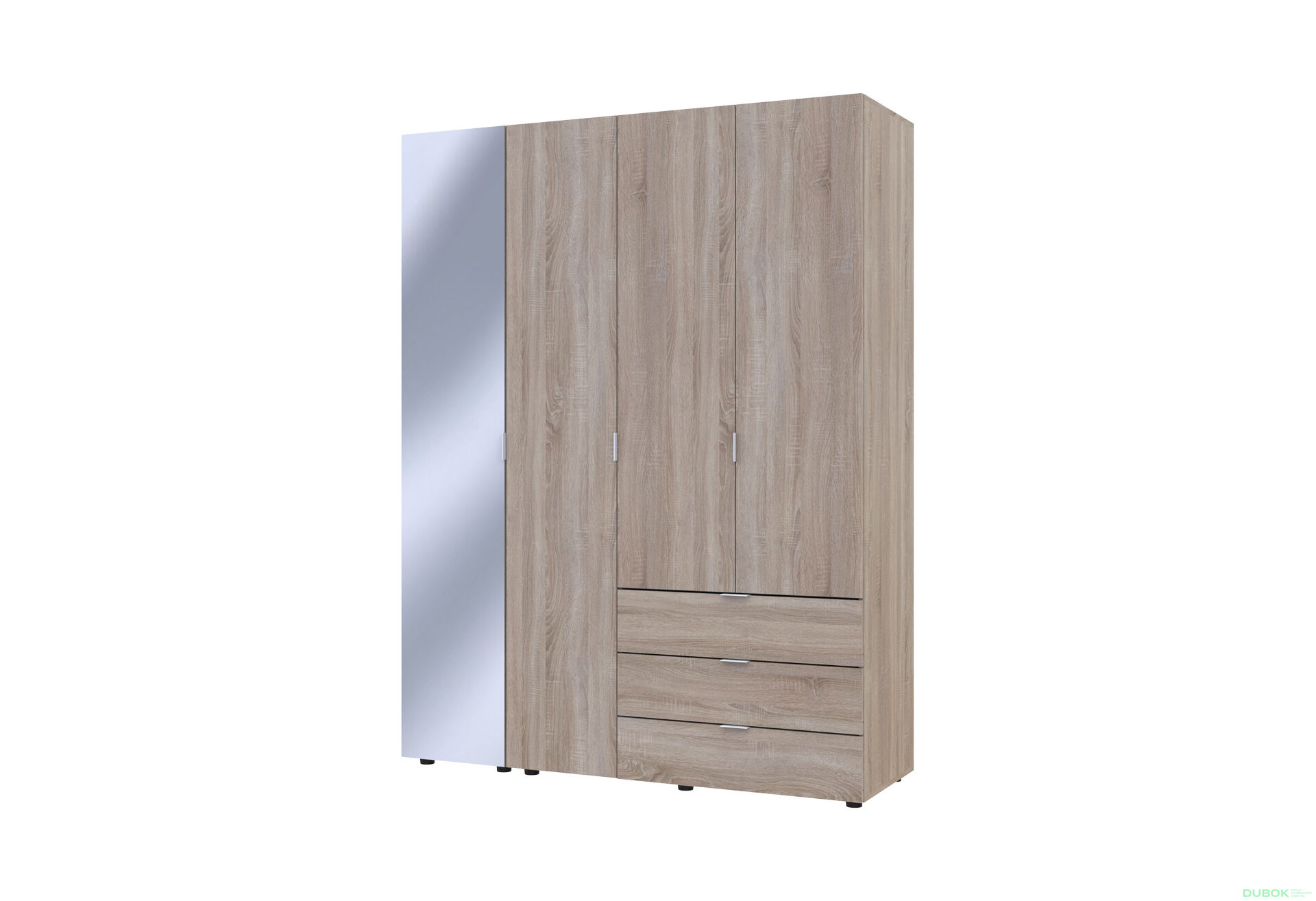 Obrázek 3 - Skříň čtyřdveřová se zrcadlem Gelar 155.2 cm Dub sonoma
