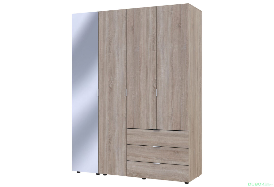 Obrázek 3 - Skříň čtyřdveřová se zrcadlem Gelar 155.2 cm Dub sonoma