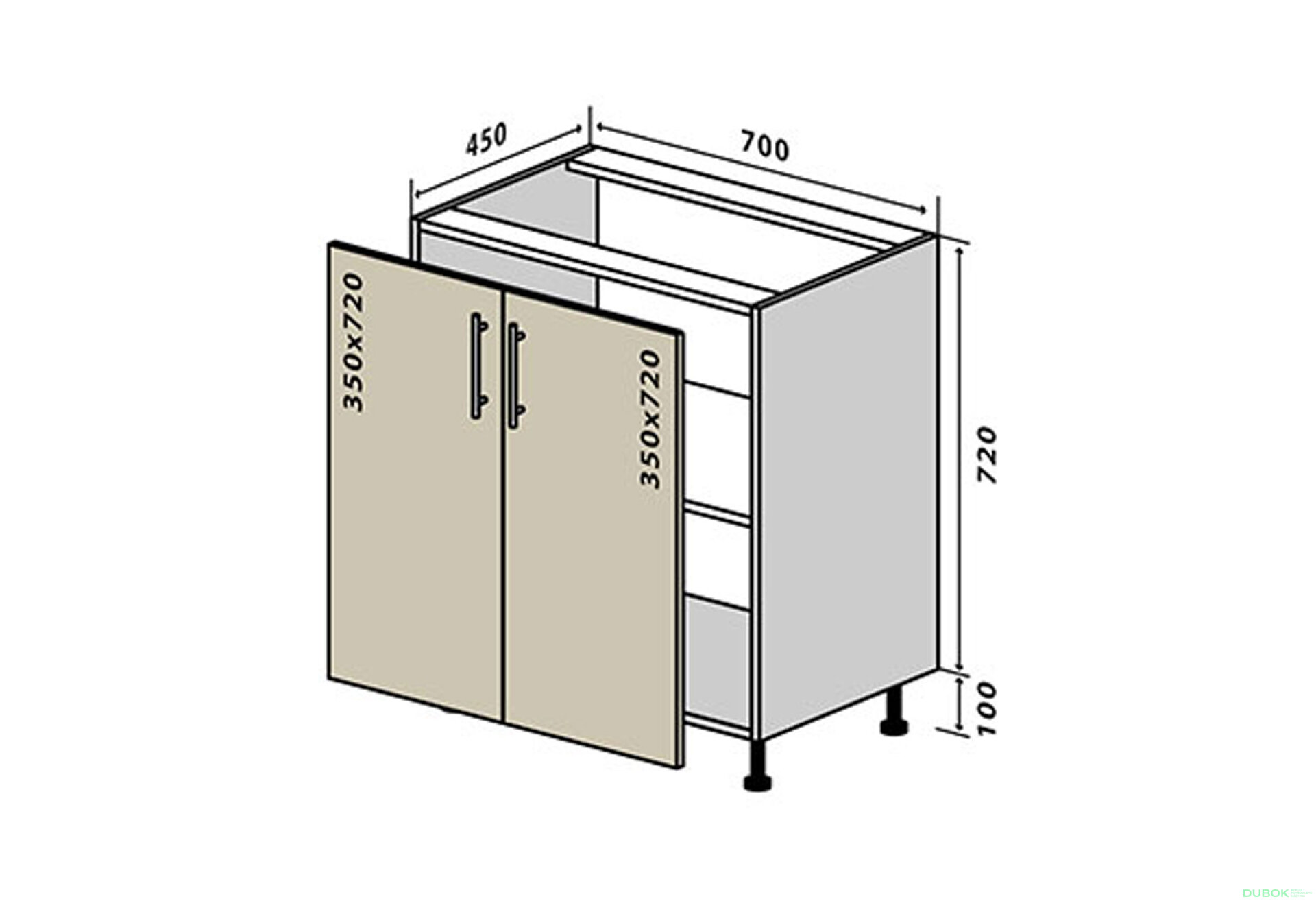 Obrázek 1 - N43 Skříňka 2D 70 MoDa Mat / MoDa Matt