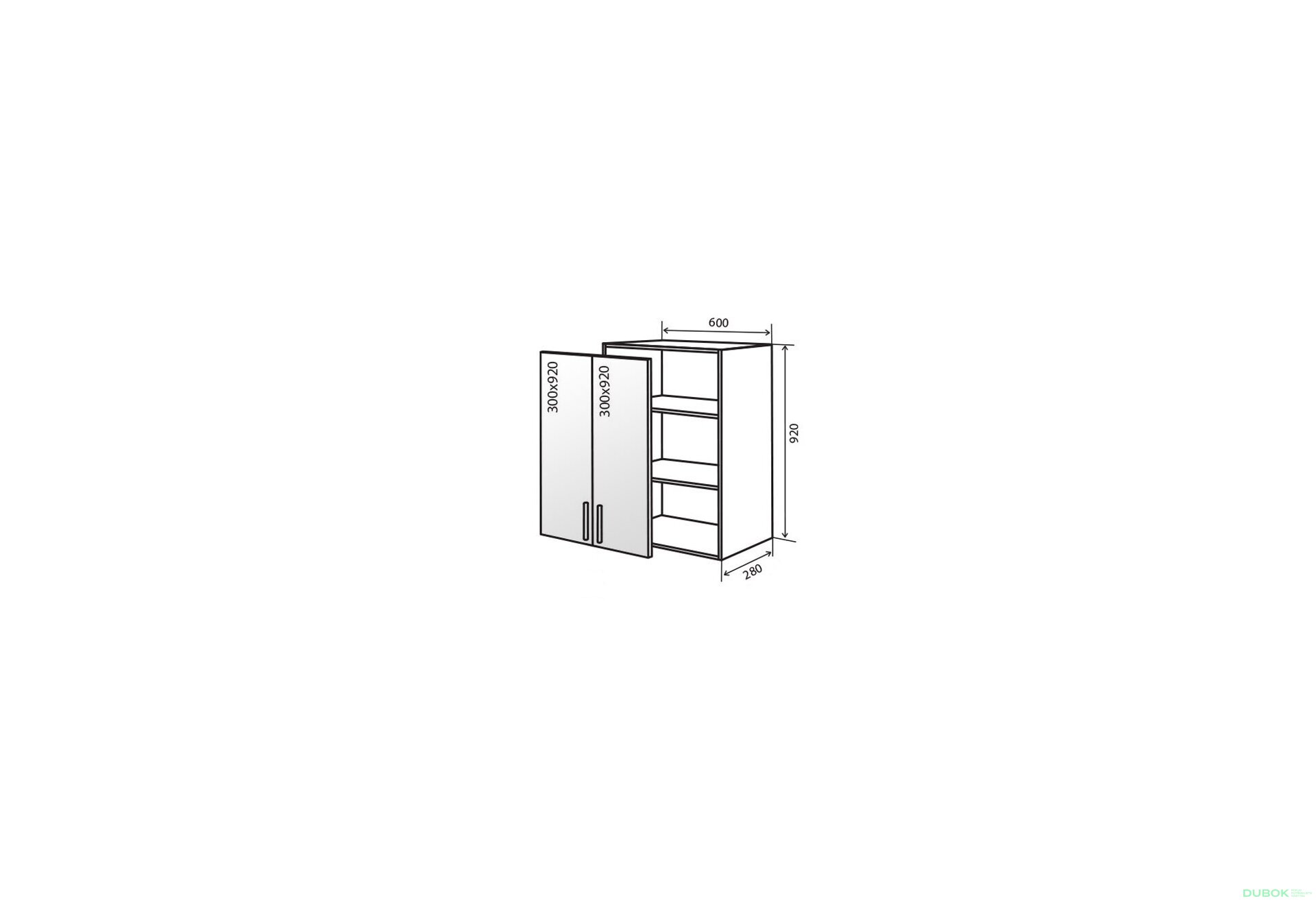 Obrázek 1 - V46 Skříňka 2D 60 Vitrina MoDa Mat / MoDa Matt