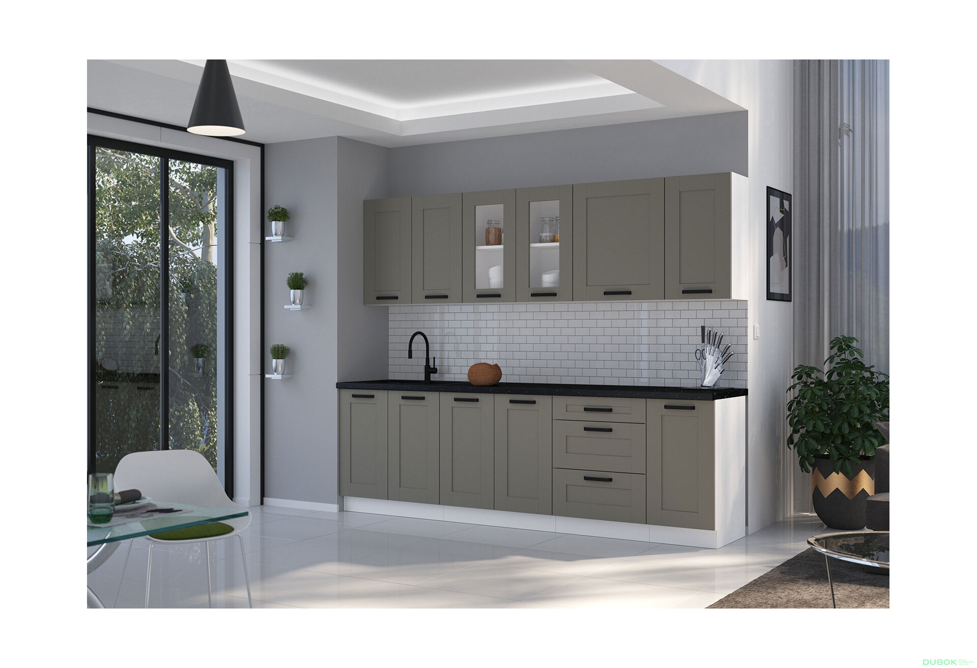 Obrázek 1 - Kuchyňská sestava 2.6 m Luna bílý / clay grey
