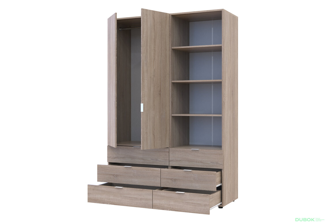 Obrázek 2 - Skříň 2D s regálem se zásuvkami Gelar 137.5 cm dub sonoma