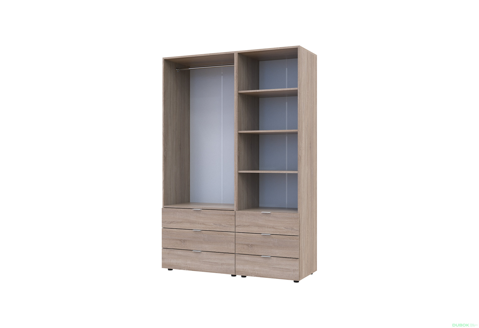 Obrázek 6 - Skříň 2D s regálem se zásuvkami Gelar 137.5 cm dub sonoma