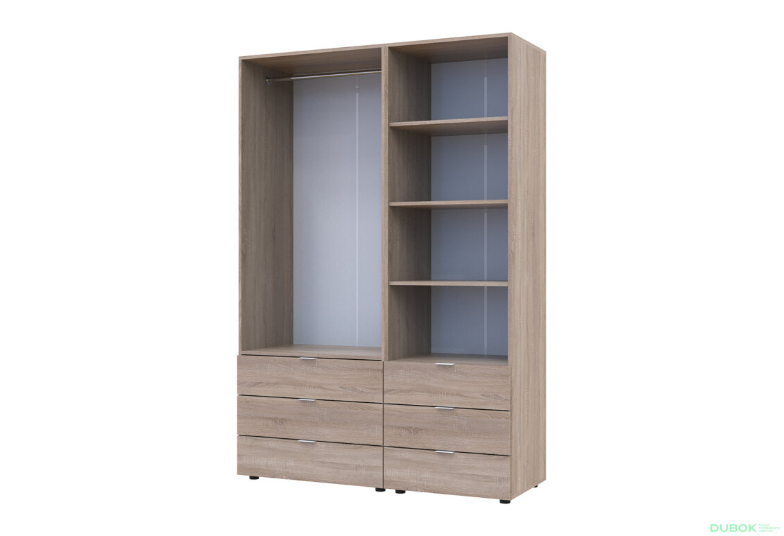 Obrázek 6 - Skříň 2D s regálem se zásuvkami Gelar 137.5 cm dub sonoma