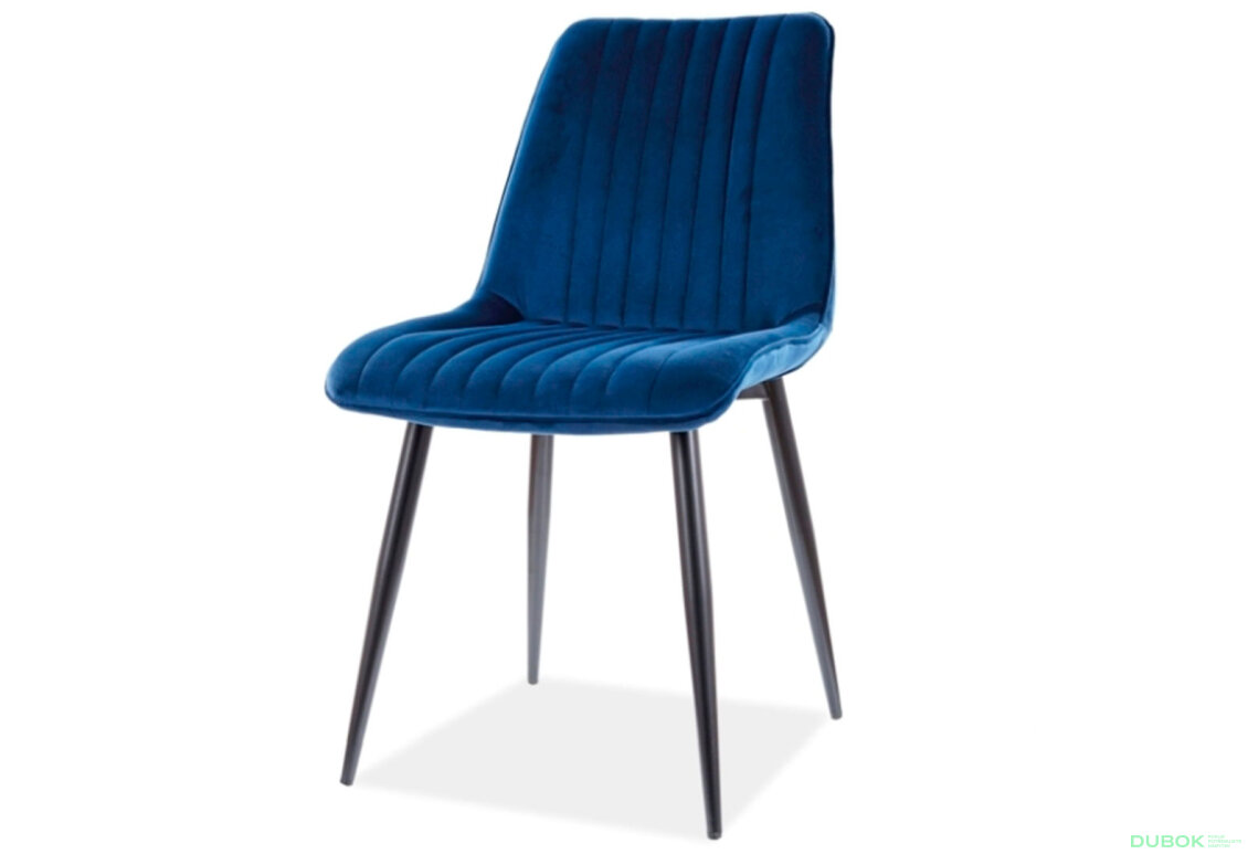 Židle Kim Velvet, tmavě modrá Bluvel 86, kov černá matná