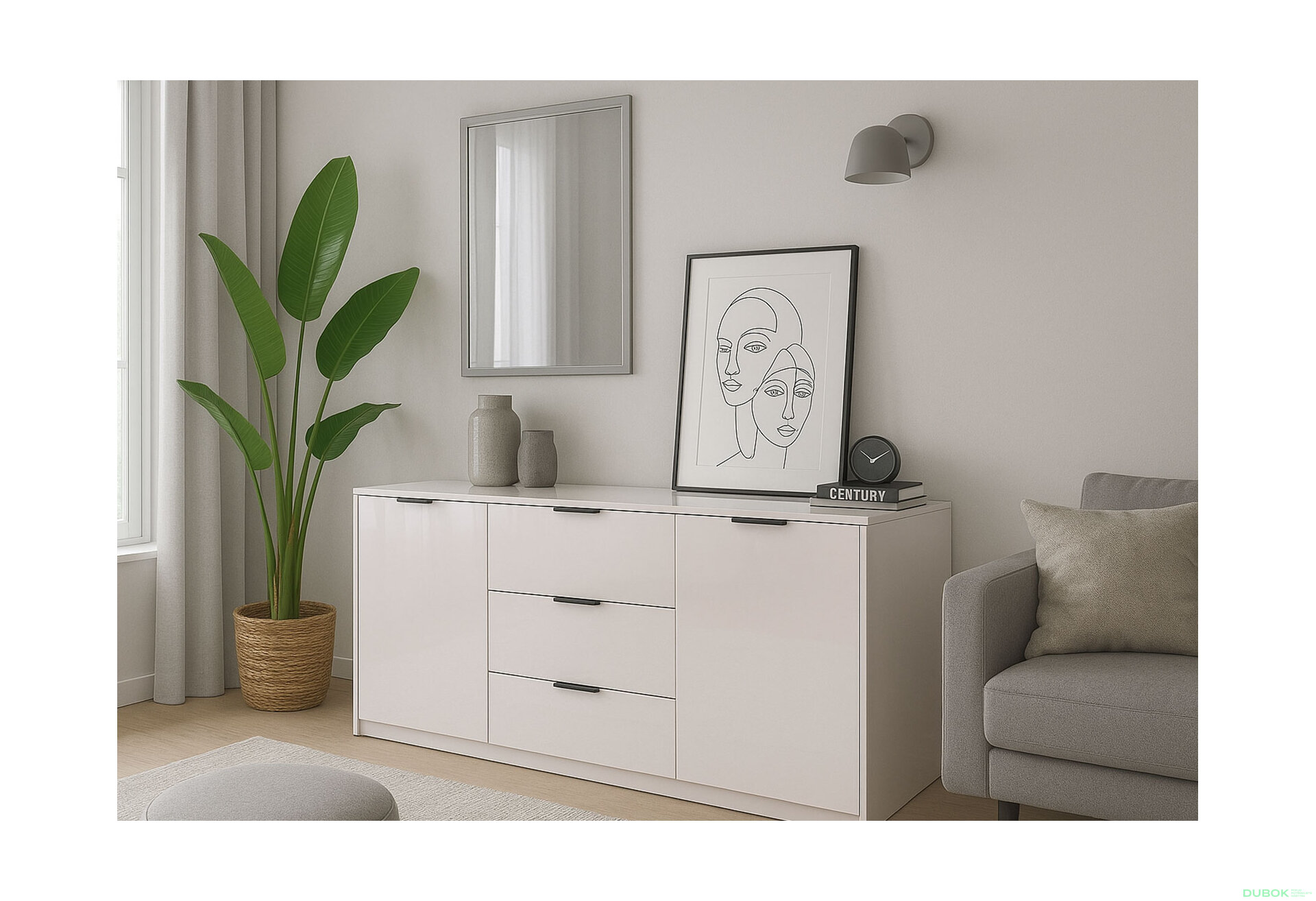 Obrázek 2 - Komoda Roma Color 2 dveře 3 šířky 1,6 m kašmírový lesk