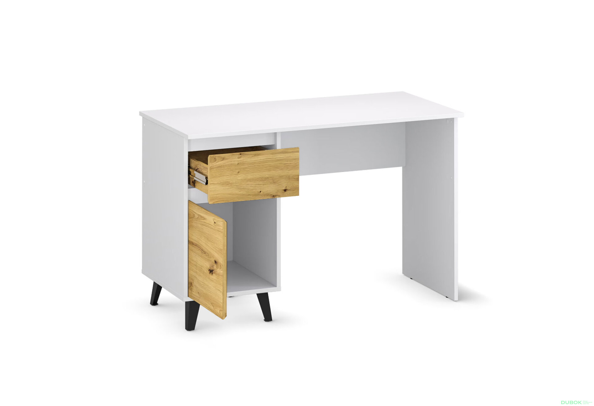 Obrázek 5 - Psací stůl BORG 1d1s/120 bílý / dub artisan