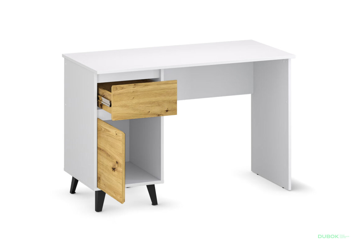 Obrázek 5 - Psací stůl BORG 1d1s/120 bílý / dub artisan
