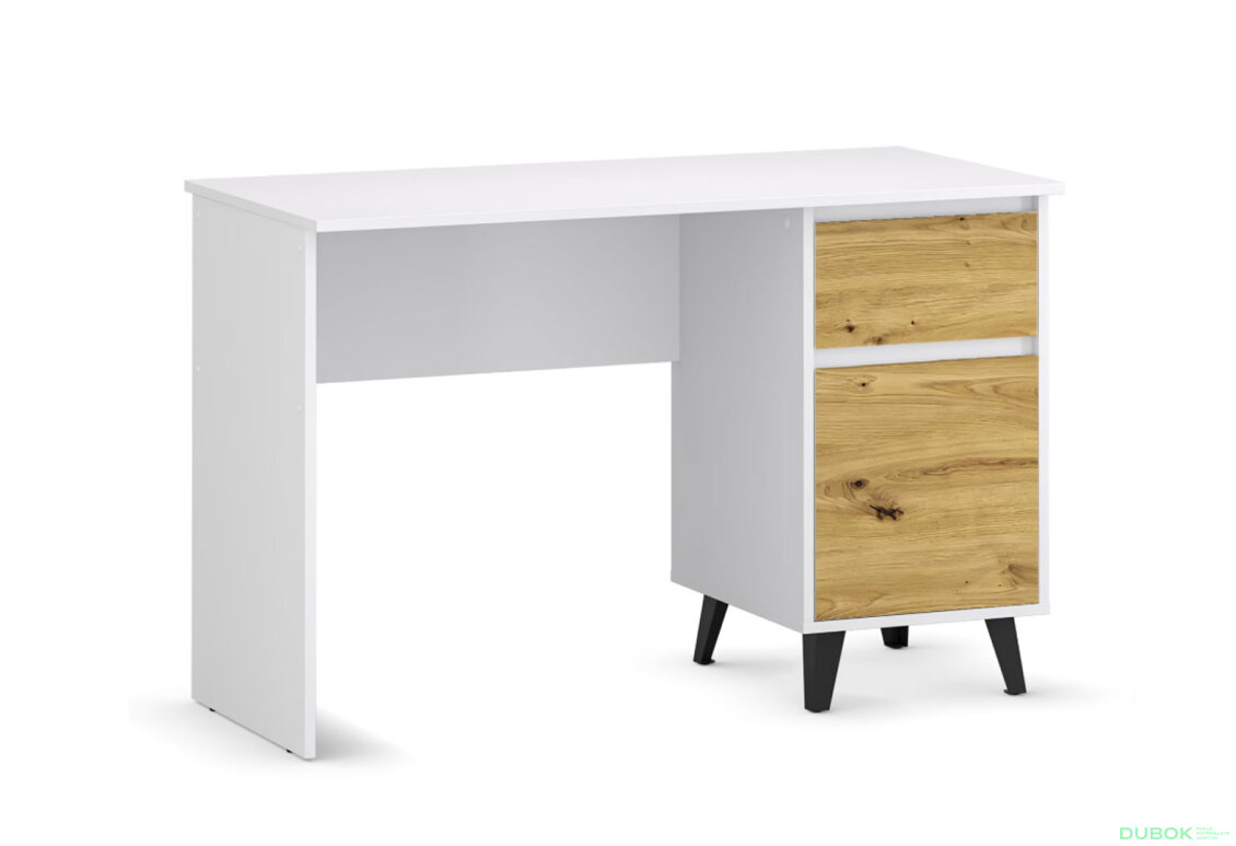 Obrázek 4 - Psací stůl BORG 1d1s/120 bílý / dub artisan