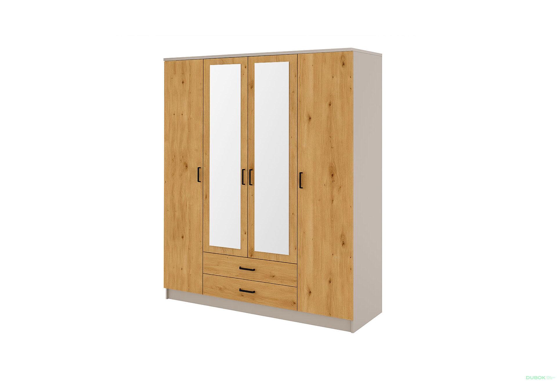 Obrázek 1 - Skříň se zrcadlem 4d2s kašmír / dub artisan Kami
