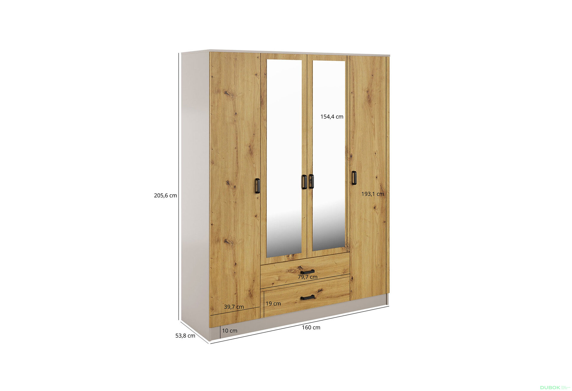Obrázek 3 - Skříň se zrcadlem 4d2s kašmír / dub artisan Kami