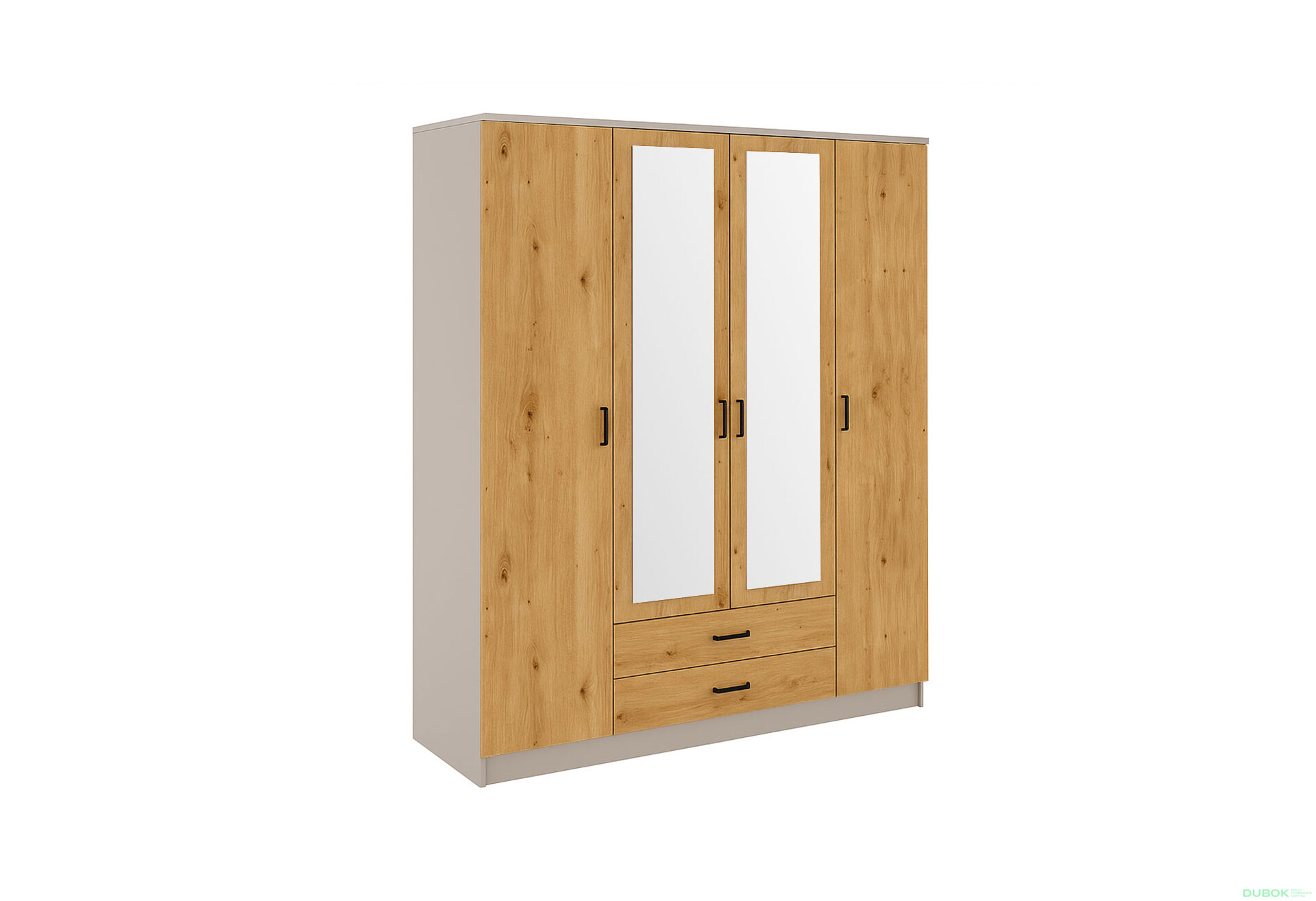 Obrázek 2 - Skříň se zrcadlem 4d2s kašmír / dub artisan Kami