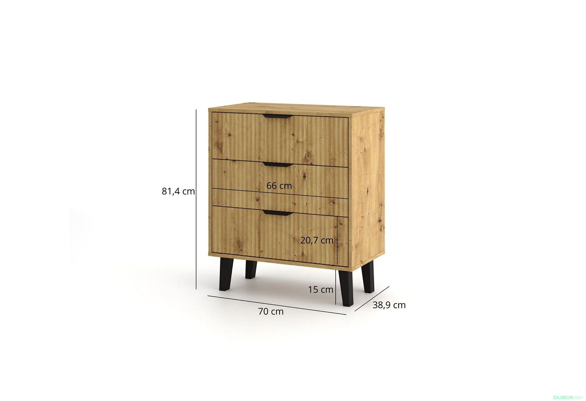Obrázek 6 - Komoda Borg Duo 3Š dub artisan