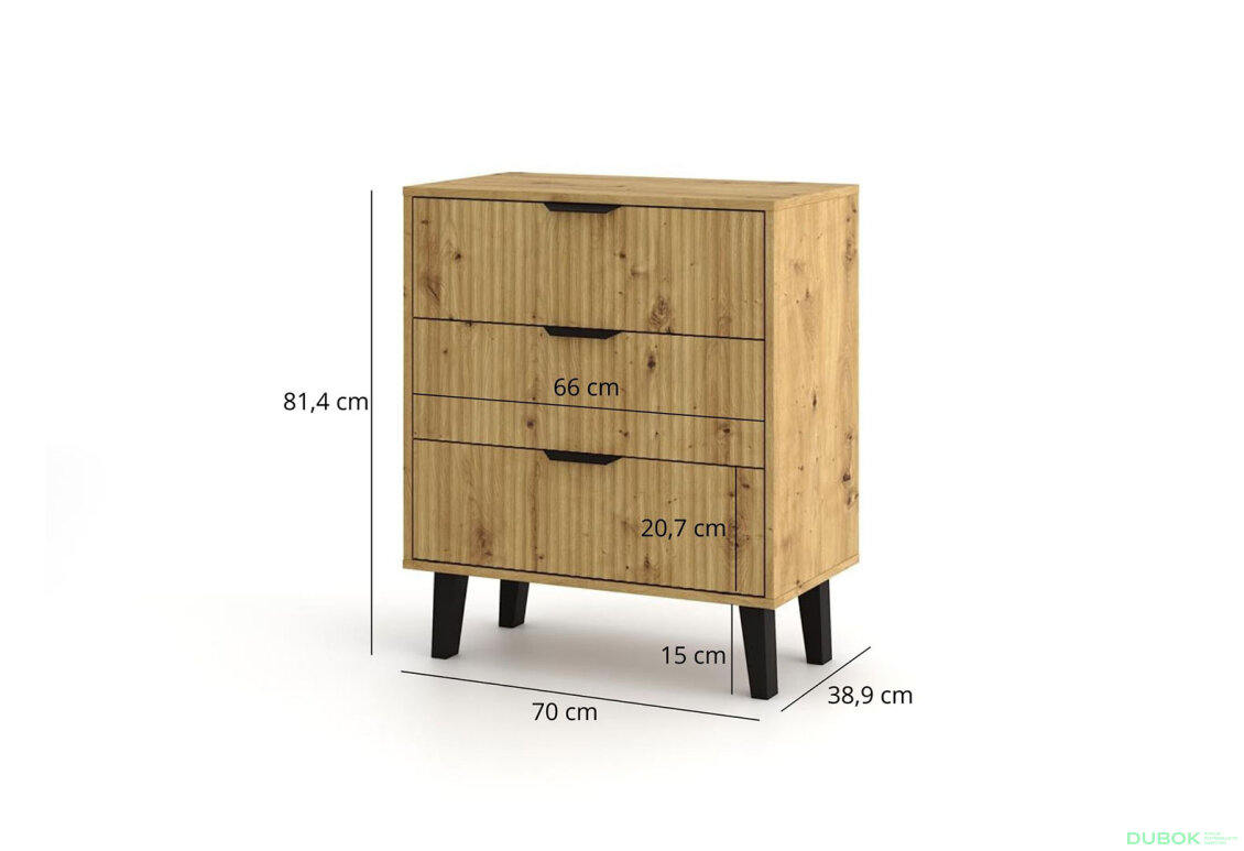 Obrázek 6 - Komoda Borg Duo 3Š dub artisan
