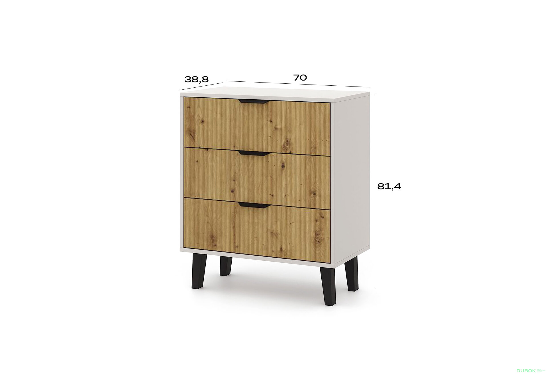 Obrázek 5 - Komoda Borg Duo 3Š kašmír / dub artisan
