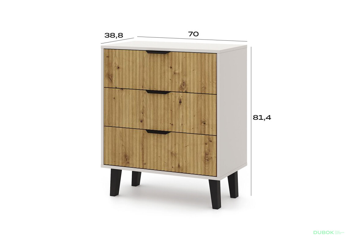 Obrázek 5 - Komoda Borg Duo 3Š kašmír / dub artisan
