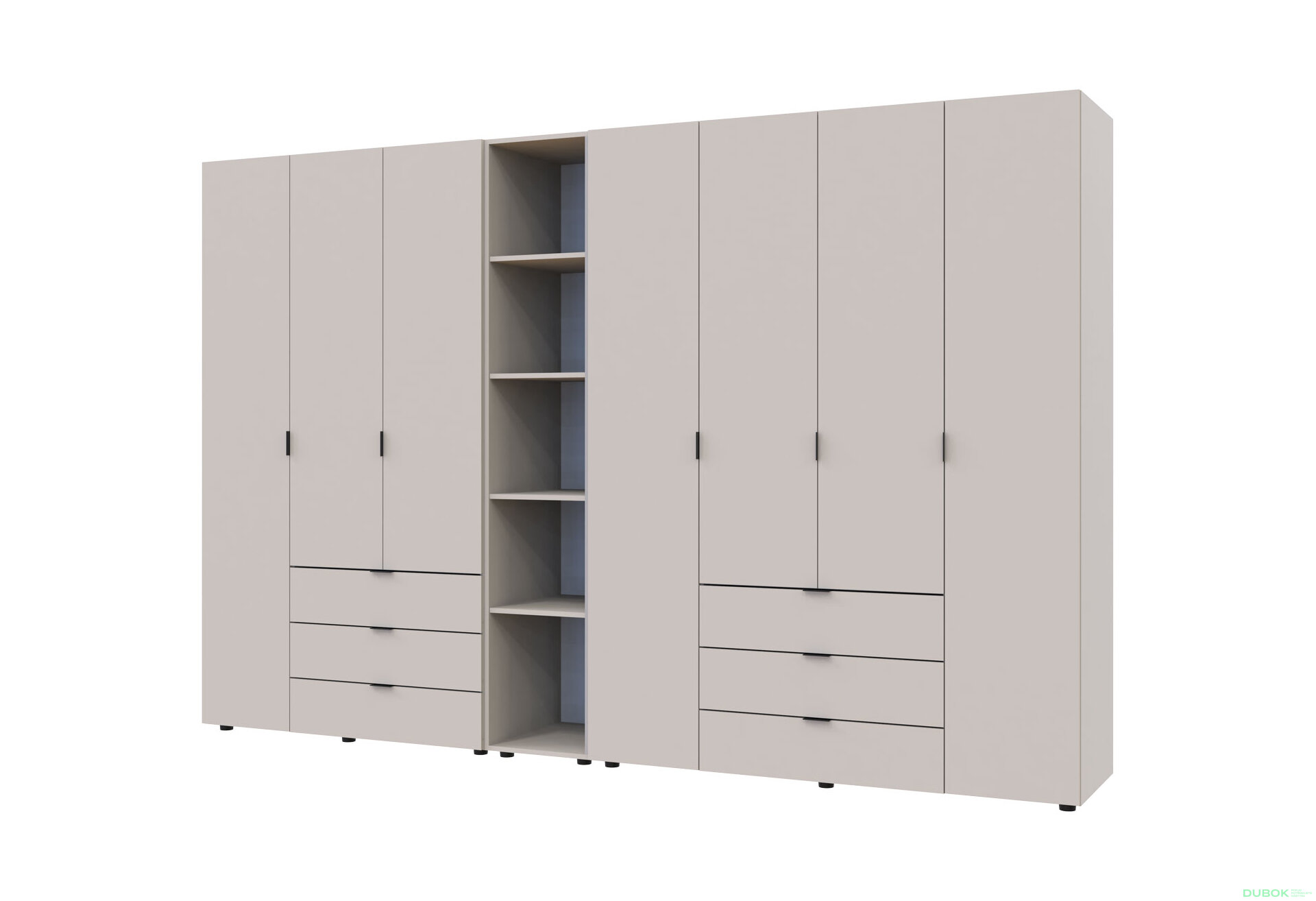 Obrázek 1 - Skříň sedmidveřová s regálem Gelar 309 cm Kašmír