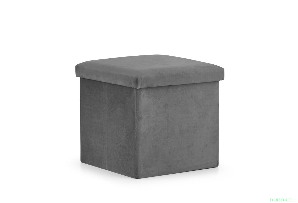 Puf skládací M - 30x30x30 cm samet šedý