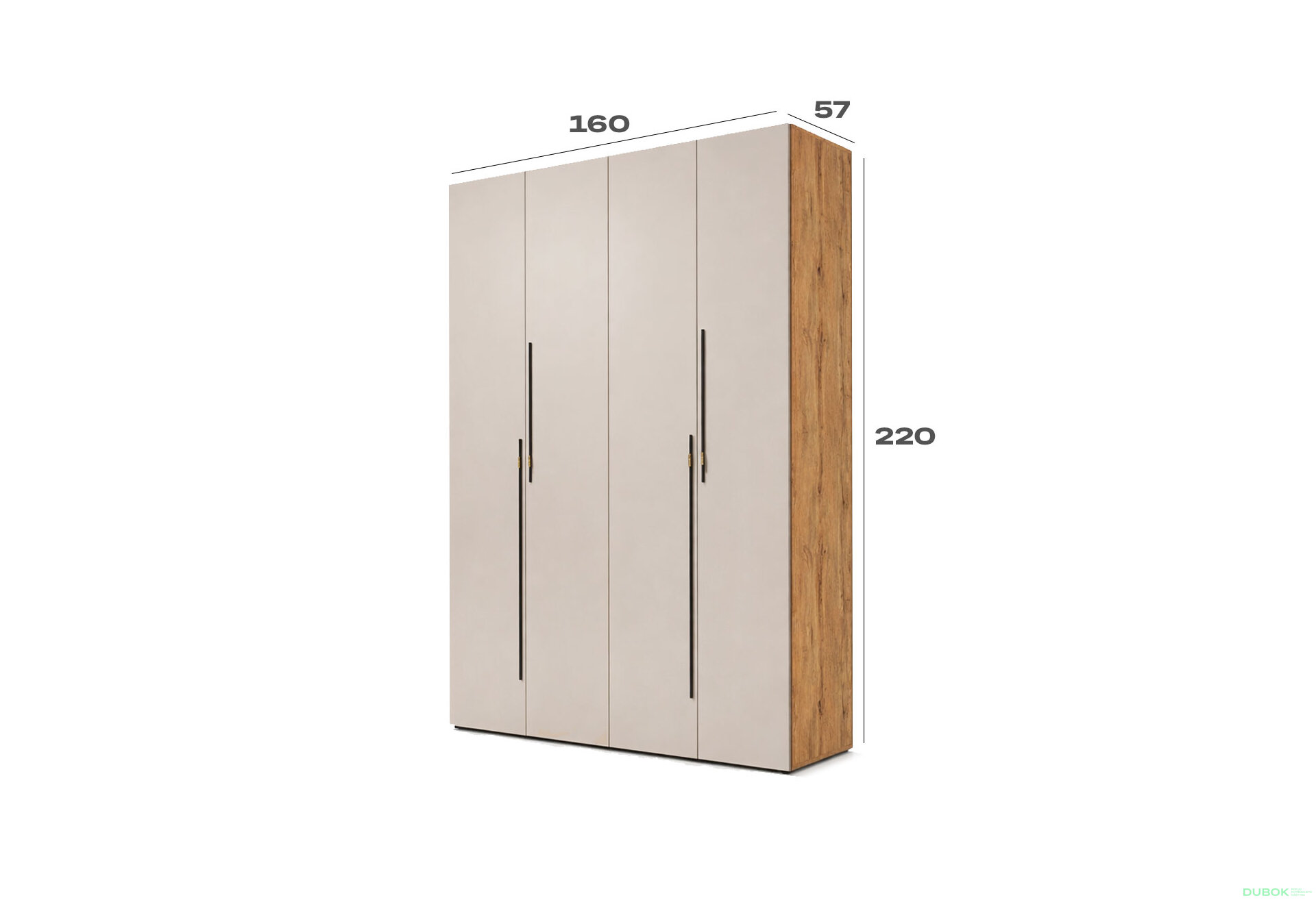Obrázek 3 - Skříň 4D 160 cm dub appalačský / kašmír Space