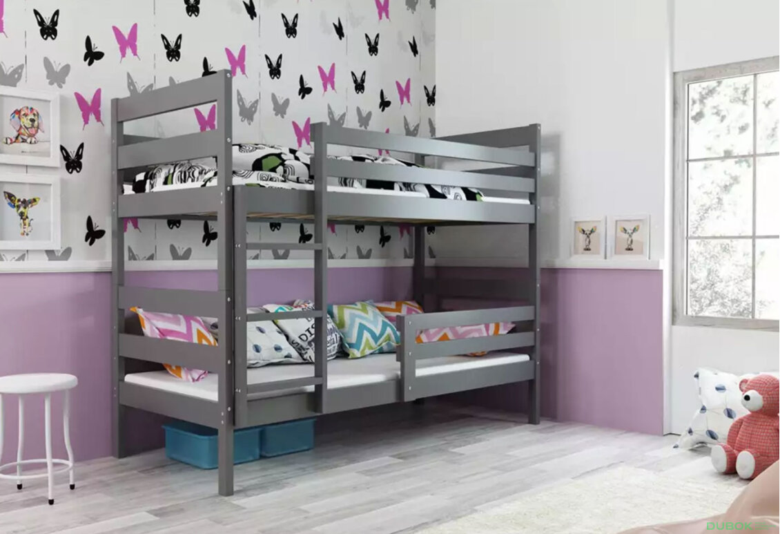 Obrázek 2 - Patrová postel Eryk grafit 90x200 cm s roštem, matrací