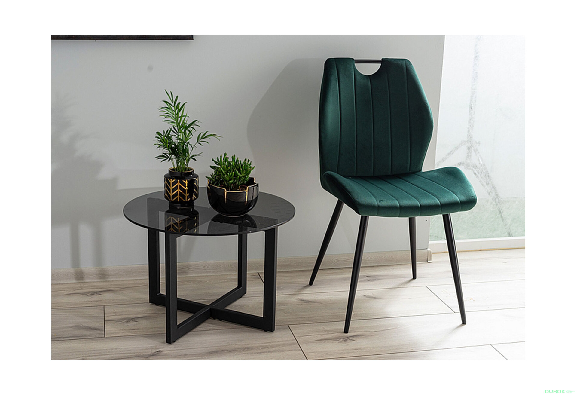 Obrázek 6 - Židle Arco Velvet zelený Bluvel 78, matná černá kov