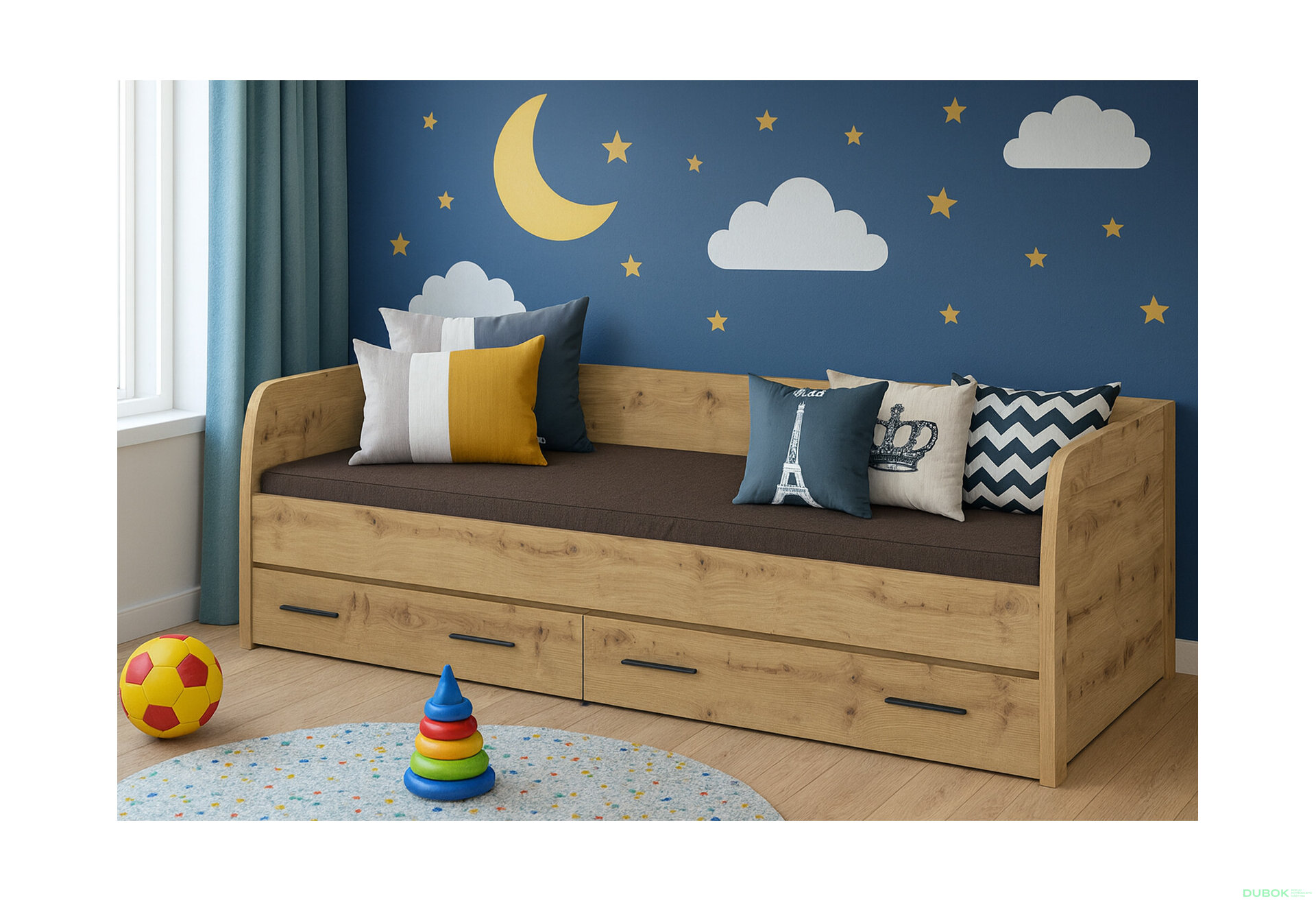 Obrázek 2 - Postel 2s/90x200 s roštem dub artisan Ayson
