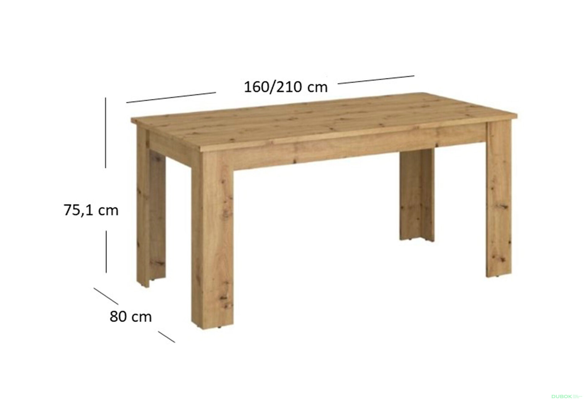 Obrázek 2 - Rozkládací stůl 160/210 dub artisan Ayson