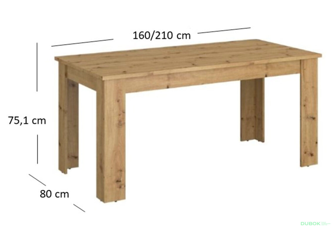 Obrázek 2 - Rozkládací stůl 160/210 dub artisan Ayson
