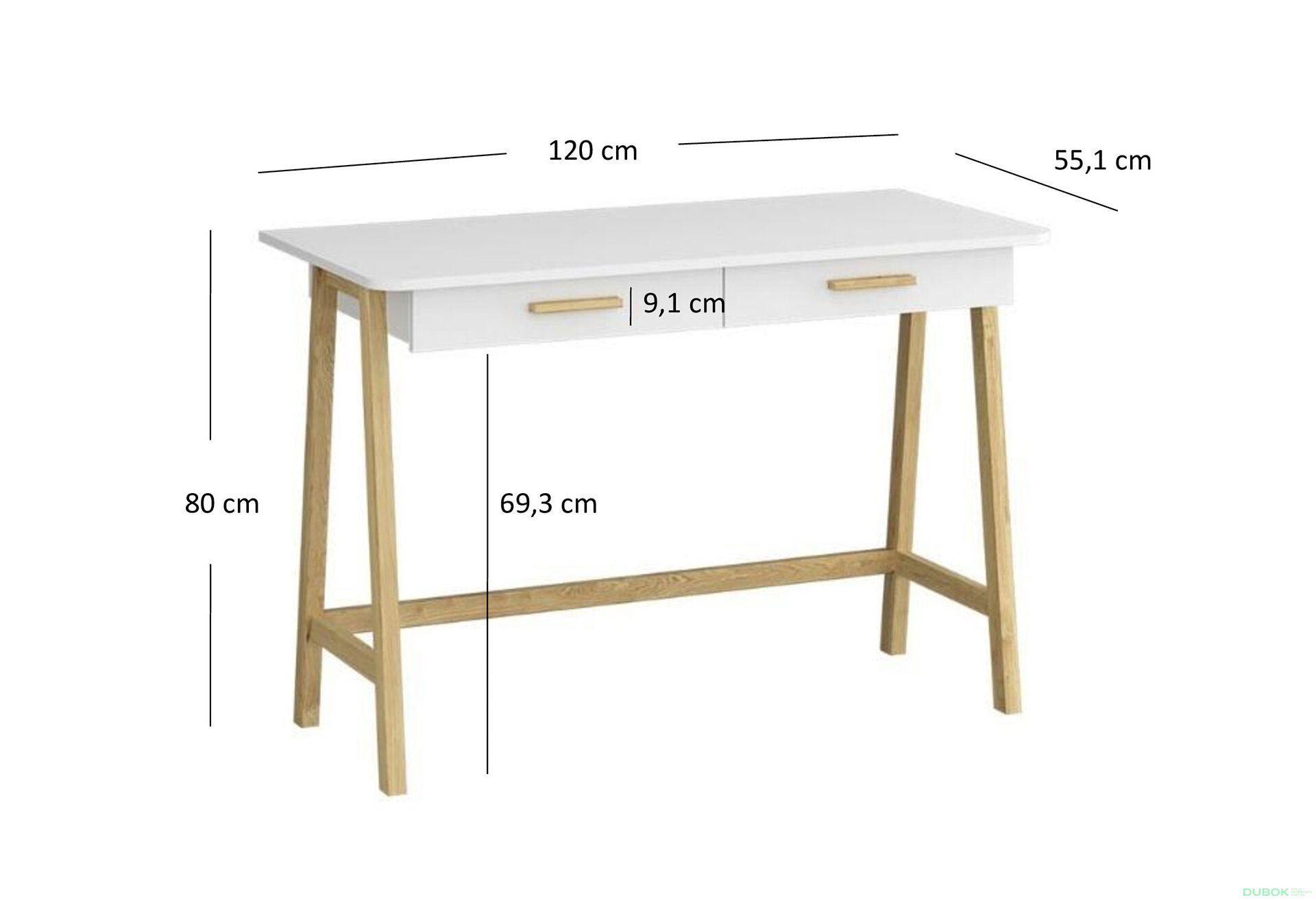 Obrázek 4 - Psací stůl 2s/120 bílý Belle