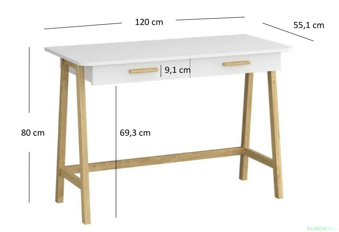 Obrázek 4 - Psací stůl 2s/120 bílý Belle